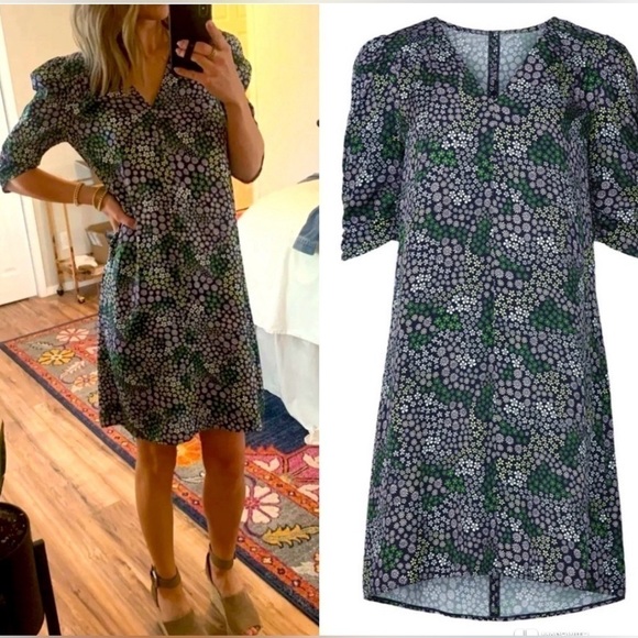 See by Chloe Gathered Floral-print Satin-twill puff mini dress XS - Picture 1 of 10